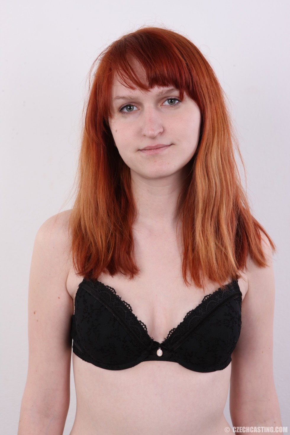 Redhead babe gets naked for underwear casting